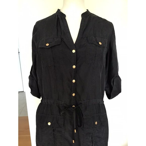 Michael Kors Women’s Black 3/4 Sleeve Roll Up Light Weight Silk Dress Size Small - Picture 2 of 4